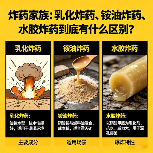 山城炸药家族：乳化炸药、铵油炸药、水胶炸药到底有什么区别？